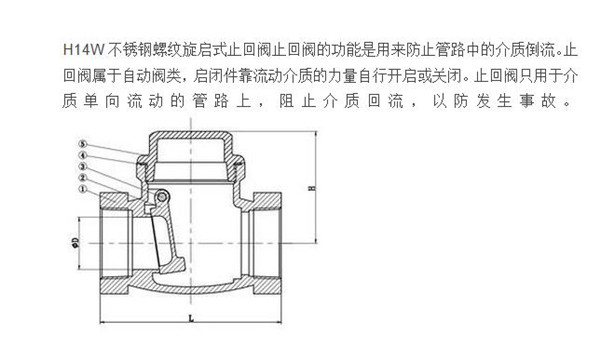 H14W絲扣止回閥描述
