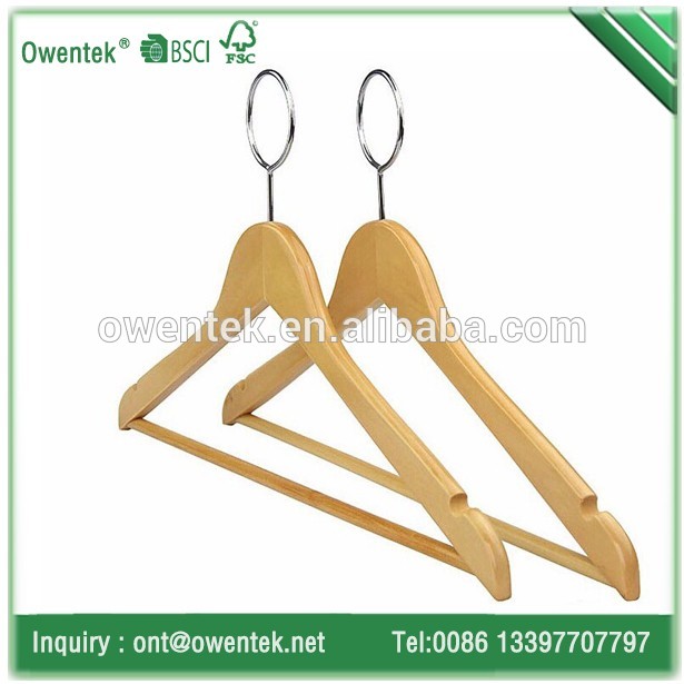 Anti theft wooden hanger with bar hangers for gest house hanger for hotel