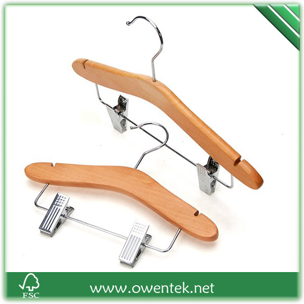 non-slip little white wooden hanger for clothes space saving